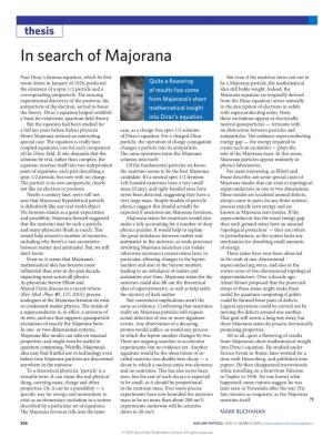 In Search of Majorana