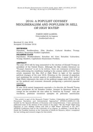 A Populist Odyssey Neoliberalism and Populism in Hell Or High Water1