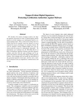Tamper-Evident Digital Signatures: Protecting Certification Authorities