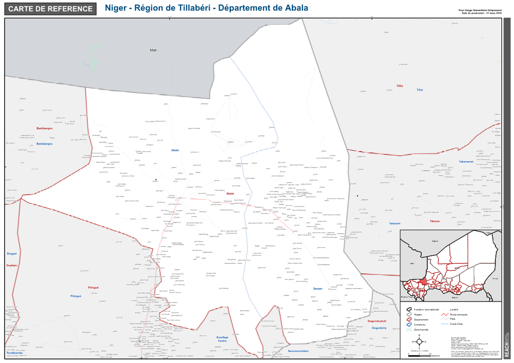 Département De Abala Pour Usage Humanitaire Uniquement CARTE DE REFERENCE Date De Production : 21 Mars 2018