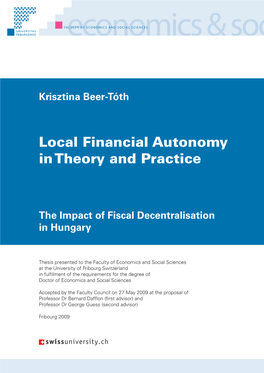 Local Financial Autonomy in Theory and Practice: the Impact of Fiscal Decentralisation in Hungary