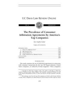 The Prevalence of Consumer Arbitration Agreements by America’S Top Companies