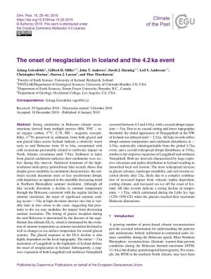 The Onset of Neoglaciation in Iceland and the 4.2 Ka Event