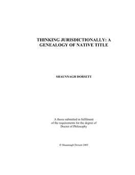 A Genealogy of Native Title