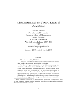 Globalization and the Natural Limits of Competition