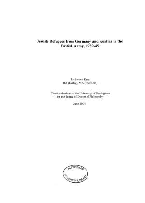 Jewish Refugees from Germany and Austria in the British Army, 1939-45