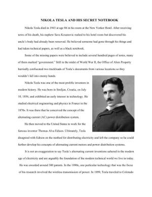 Nikola Tesla and His Secret Notebook