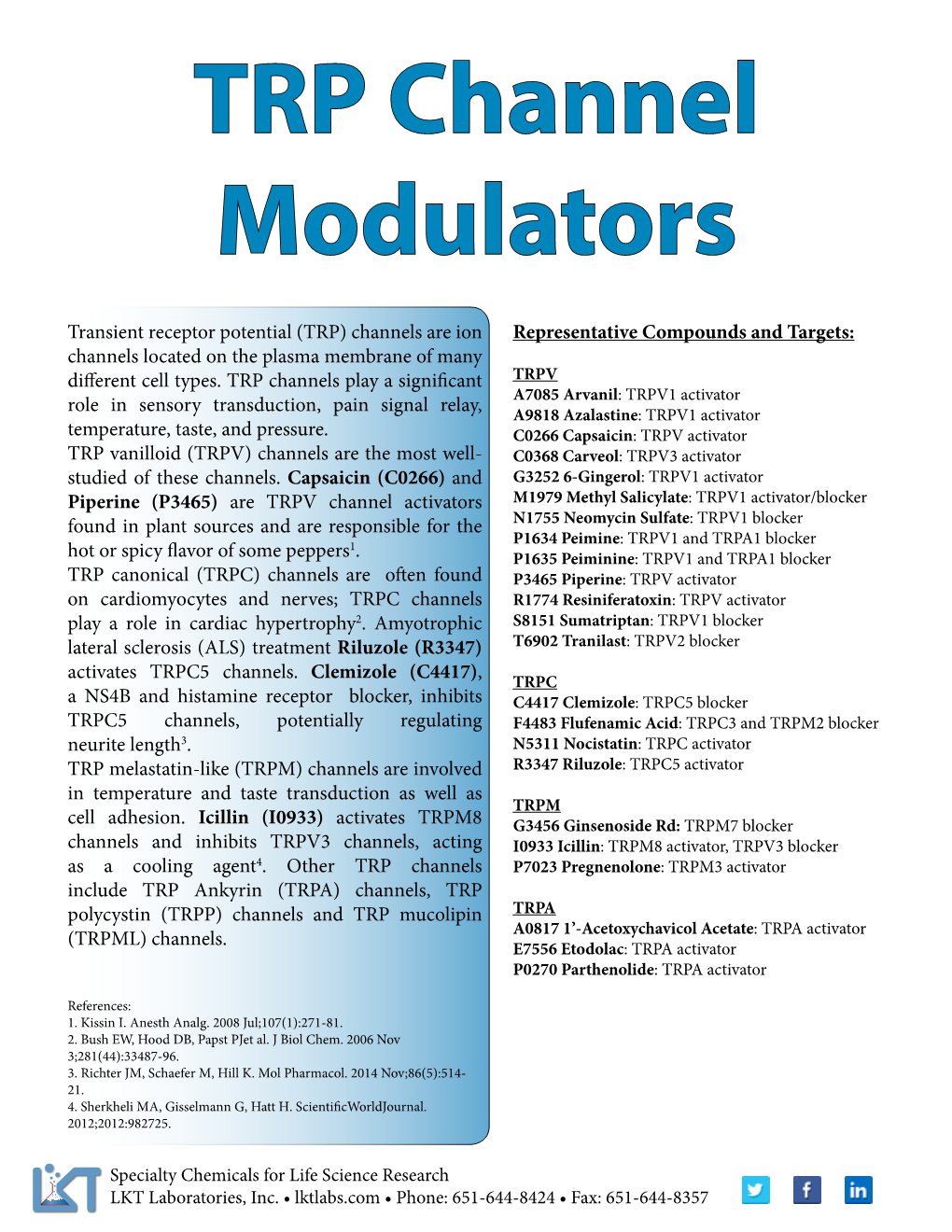 TRP Channel Modulators