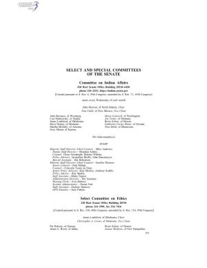 Select and Special Committees of the Senate
