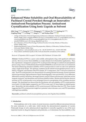 Enhanced Water Solubility and Oral Bioavailability of Paclitaxel Crystal