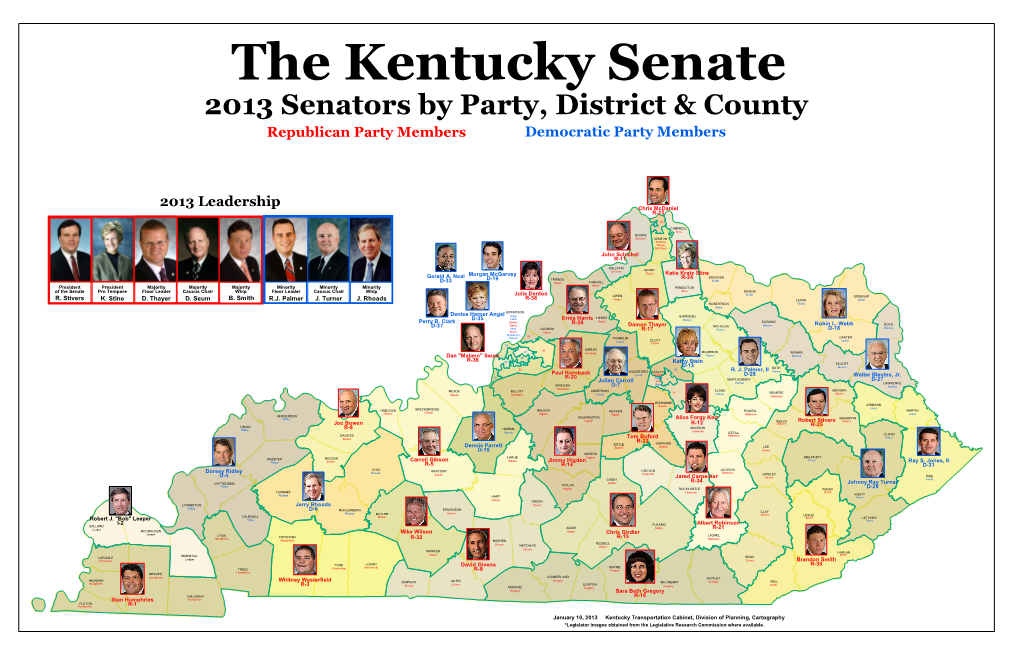 Senate 2013 Senators by Party, District & County Republican Party Members Democratic Party Members