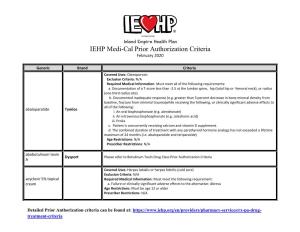IEHP Medi-Cal Prior Authorization Criteria February 2020