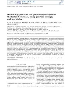 Delimiting Species in the Genus Otospermophilus (Rodentia: Sciuridae), Using Genetics, Ecology, and Morphology