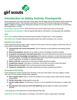 All Safety Activity Checkpoints