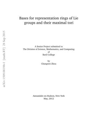 Bases for Representation Rings of Lie Groups and Their Maximal Tori