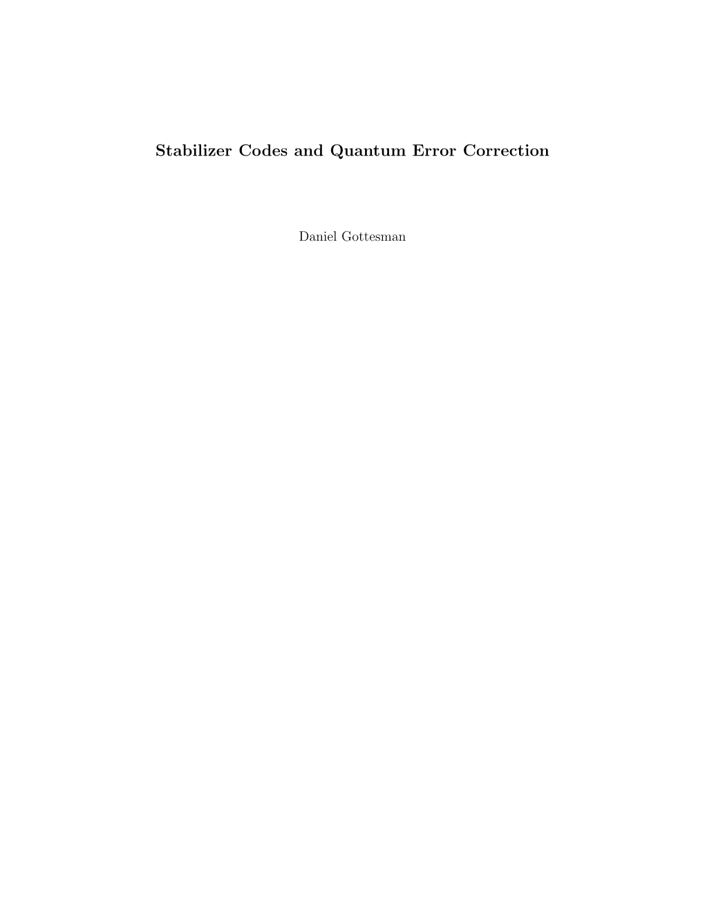 Stabilizer Codes and Quantum Error Correction