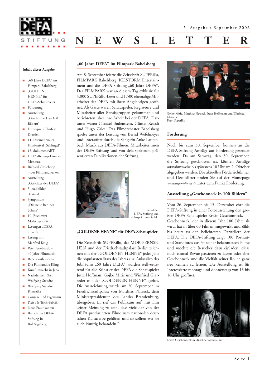 5. DEFA-Newsletter 2006