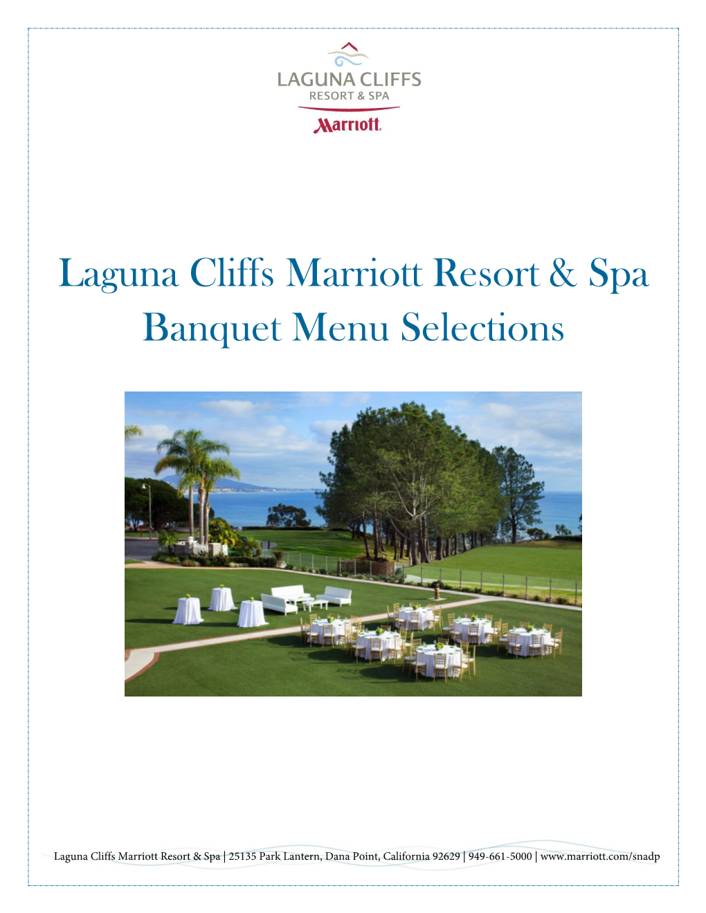 Laguna Cliffs Marriott Resort & Spa Banquet Menu Selections