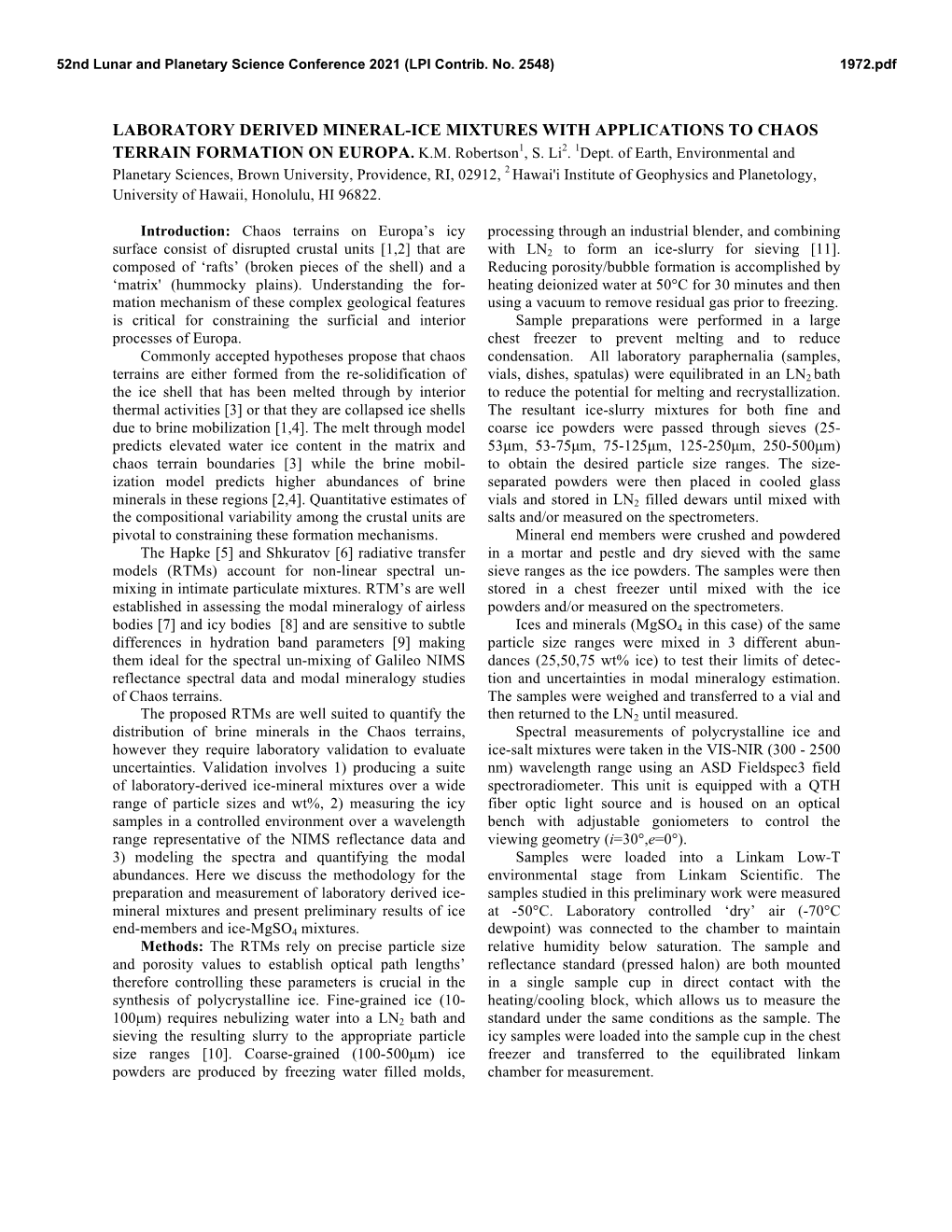 Laboratory Derived Mineral-Ice Mixtures with Applications to Chaos Terrain Formation on Europa