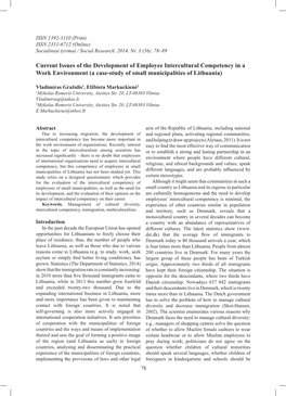 Current Issues of the Development of Employee Intercultural Competency in a Work Environment (A Case-Study of Small Municipalities of Lithuania)