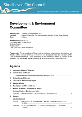 Agenda of Development & Environment Committee