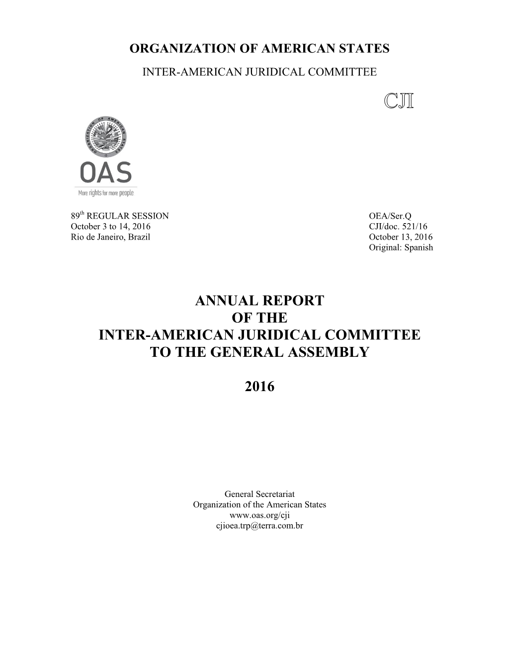 Annual Report of the Inter-American Juridical Committee to the General Assembly (2016)