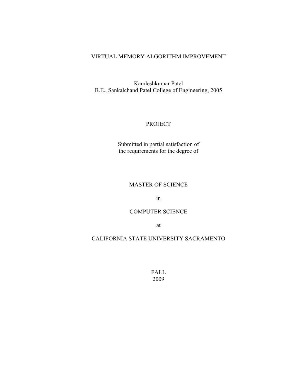 Virtual Memory Algorithm Improvement