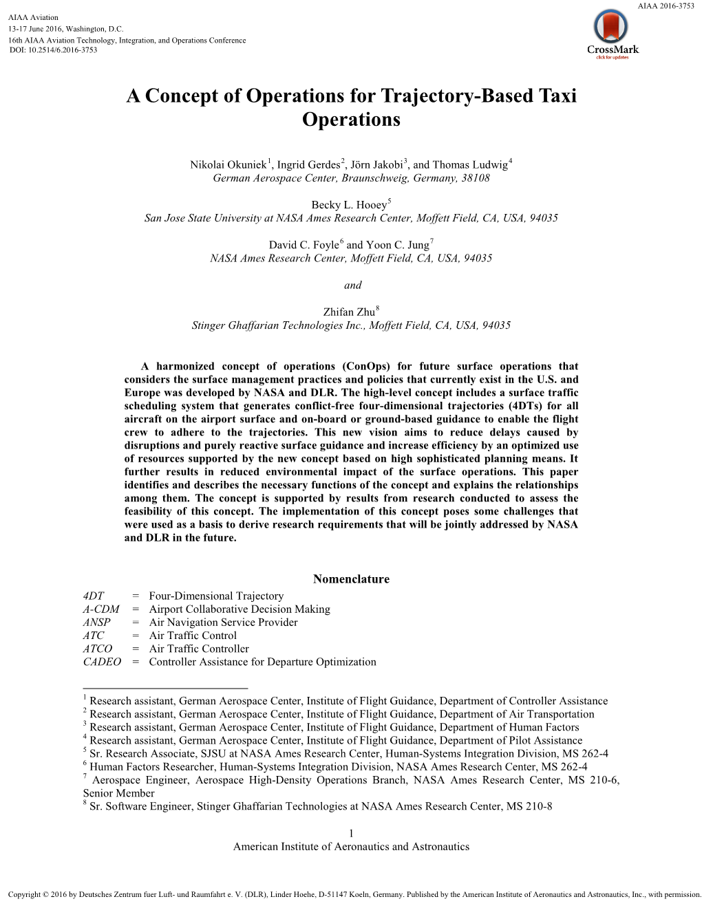 A Concept of Operations for Trajectory-Based Taxi Operations