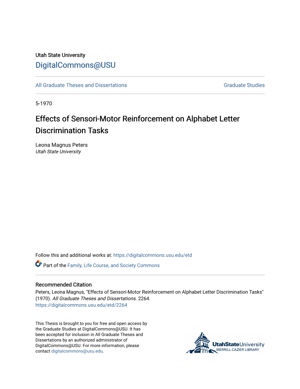 Effects of Sensori-Motor Reinforcement on Alphabet Letter Discrimination Tasks