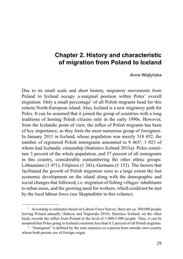 Chapter 2. History and Characteristic of Migration from Poland to Iceland