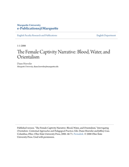 The Female Captivity Narrative