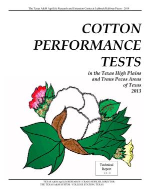 2013 Cotton Performance Tests