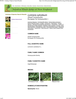 Lonicera Xylosteum (Dwarf Honeysuckle :: Catalog of Species Search European Fly Honeysuckle )