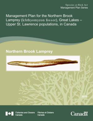 Management Plan for the Northern Brook Lamprey (Ichthyomyzon Fossor), Great Lakes – Upper St