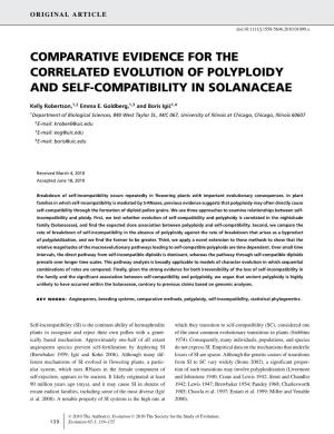 Comparative Evidence for the Correlated Evolution of Polyploidy and Self-Compatibility in Solanaceae
