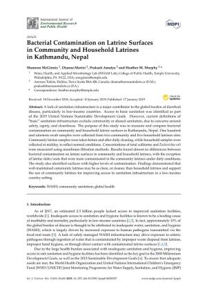 Bacterial Contamination on Latrine Surfaces in Community and Household Latrines in Kathmandu, Nepal
