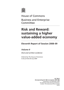 Risk and Reward: Sustaining a Higher Value-Added Economy