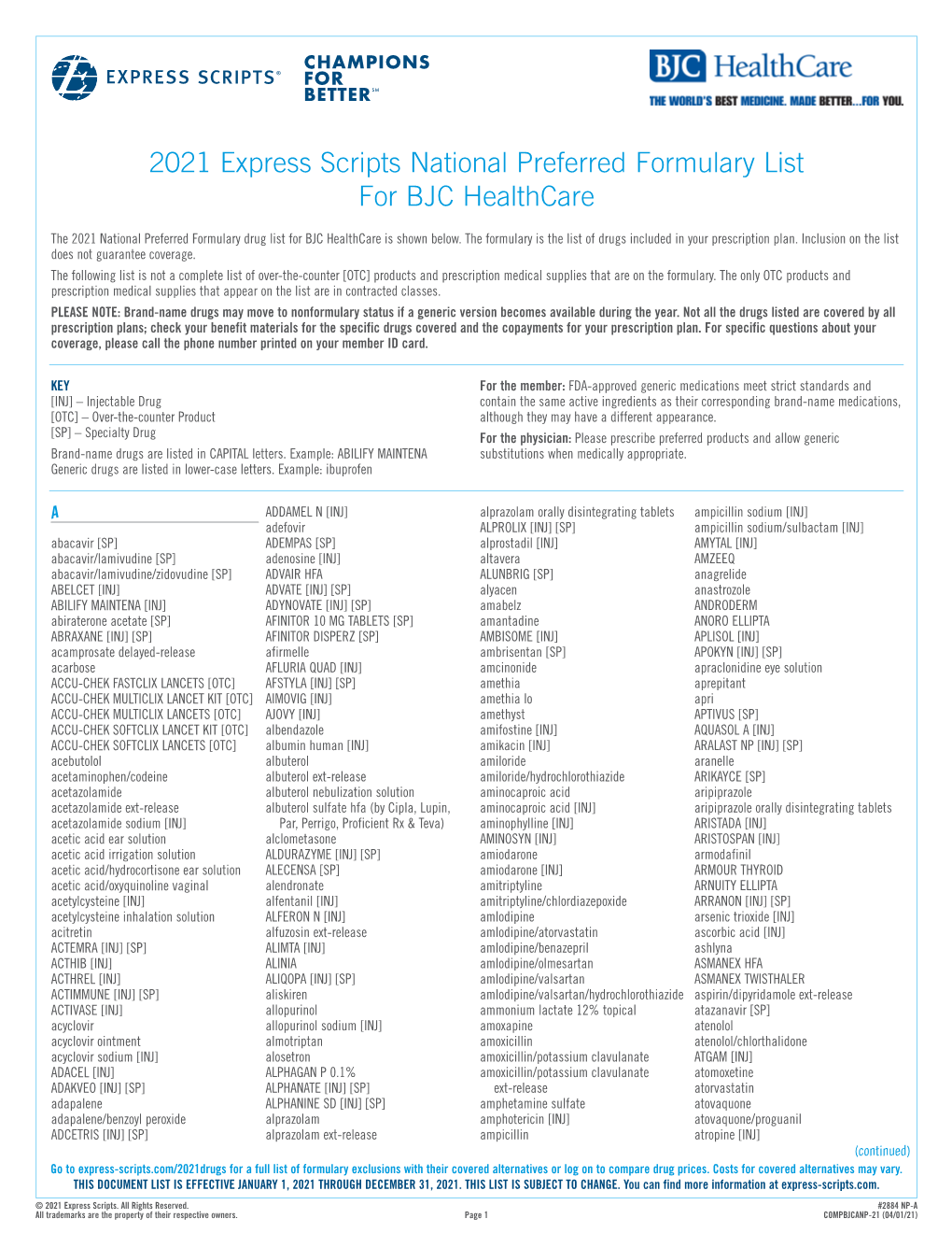 Drug Formulary List