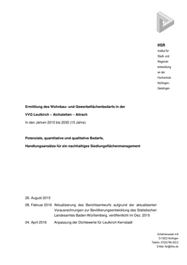 Aichstetten – Aitrach in Den Jahren 2015 Bis 2030