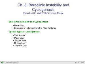 Baroclinic Instability and Cyclogenesis (Based on Dr