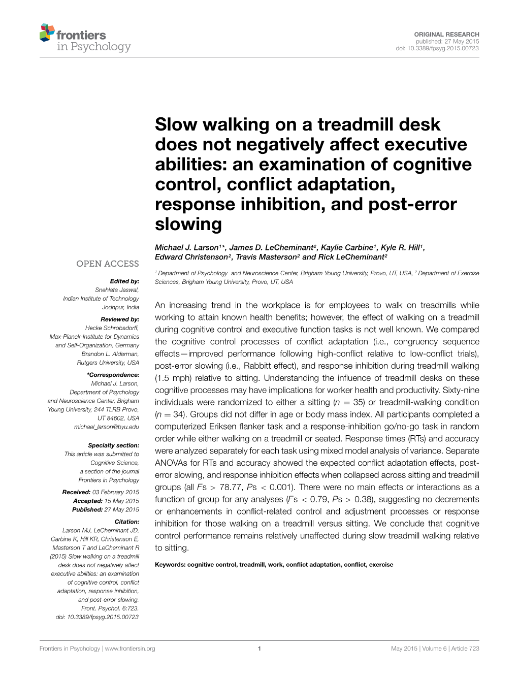 Slow Walking on a Treadmill Desk Does Not Negatively Affect