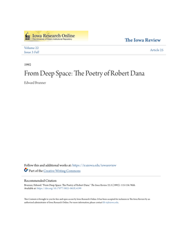 From Deep Space: the Poetry of Robert Dana Edward Brunner