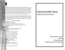 Caltech Chamber Music Instrumental Music Fund, Which Supports Private Lessons for Caltech Students