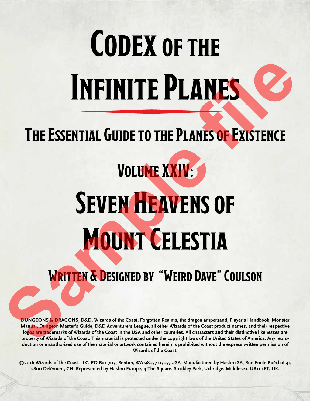 Seven Heavens of Mount Celestia Written & Designed by “Weird Dave” Coulson