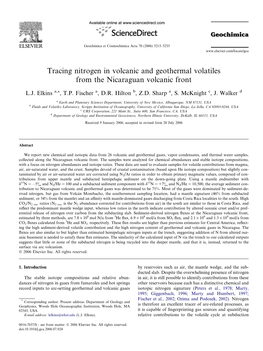 Tracing Nitrogen in Volcanic and Geothermal Volatiles from the Nicaraguan Volcanic Front