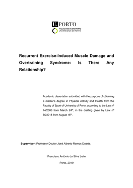 Recurrent Exercise-Induced Muscle Damage and Overtraining Syndrome: Is There Any Relationship?