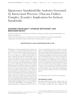 Quaternary Sanukitoid-Like Andesites Generated by Intracrustal Processes (Chacana Caldera Complex, Ecuador): Implications for Archean Sanukitoids