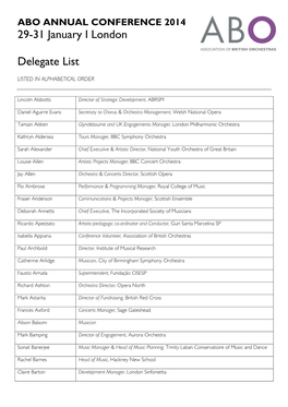 29-31 January I London Delegate List