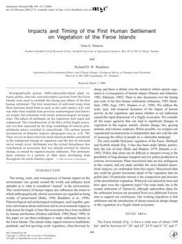 Impacts and Timing of the First Human Settlement on Vegetation of the Faroe Islands