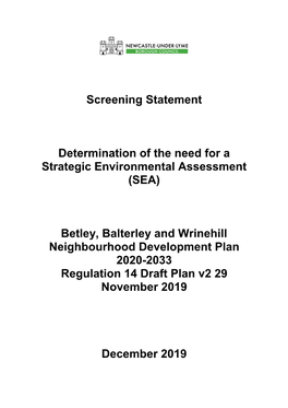 Betley, Balterley and Wrinehill Neighbourhood Development Plan 2020-2033 Regulation 14 Draft Plan V2 29 November 2019